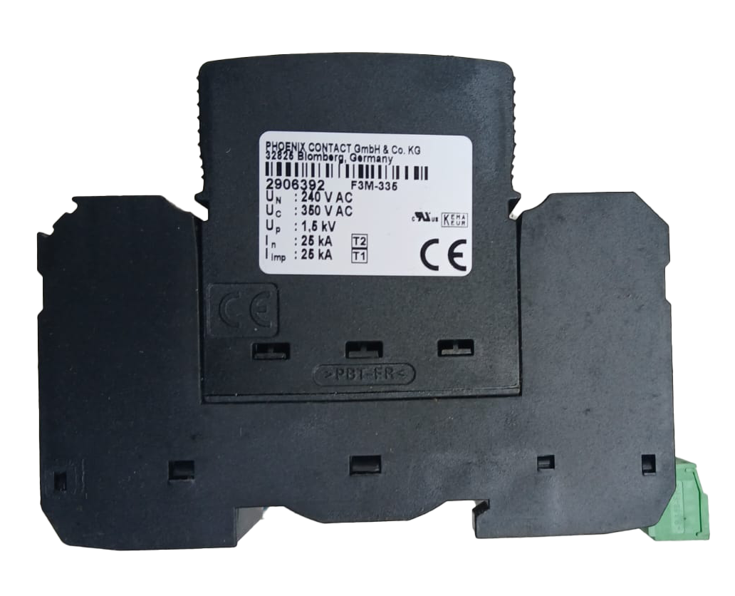 Type 1 +2 Single Phase Flashtrab SPD Combined Lightning Current and Surge Arrester, SPN FLT-BK 350/1+1/FM Phoenix SPD 2906390